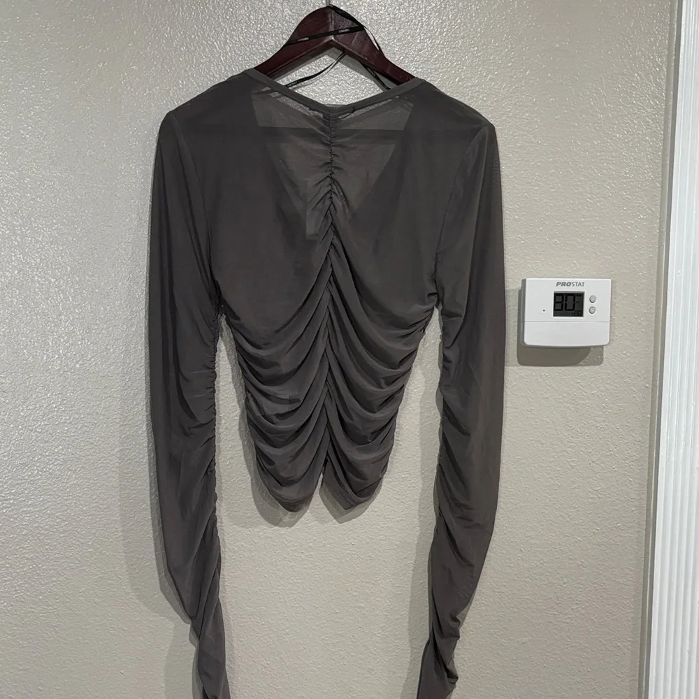 Forever 21 Charcoal Ruched Blouse - Picture 3 of 5